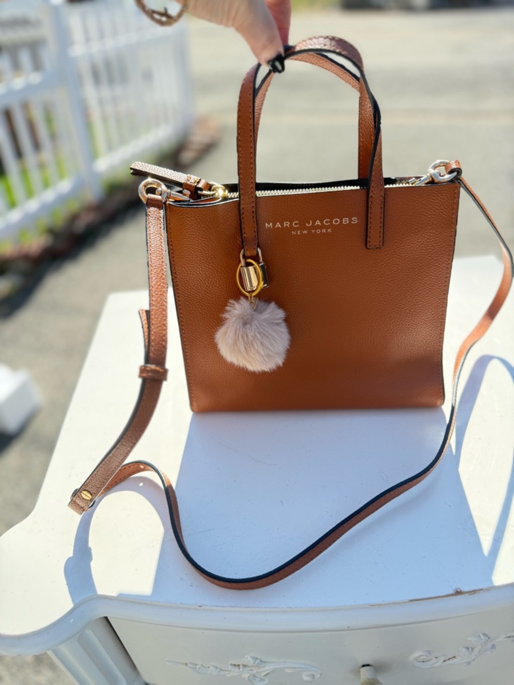 Marc Jacobs Brown Leather Tote Crossbody with Lock Charm